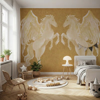 Rustikales Wandbild mit mythologischem Pegasus-Muster