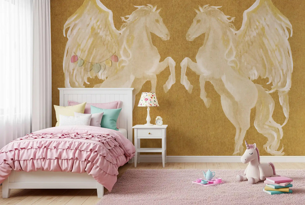 Rustikales Wandbild mit mythologischem Pegasus-Muster