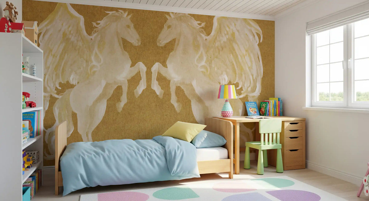 Rustikales Wandbild mit mythologischem Pegasus-Muster