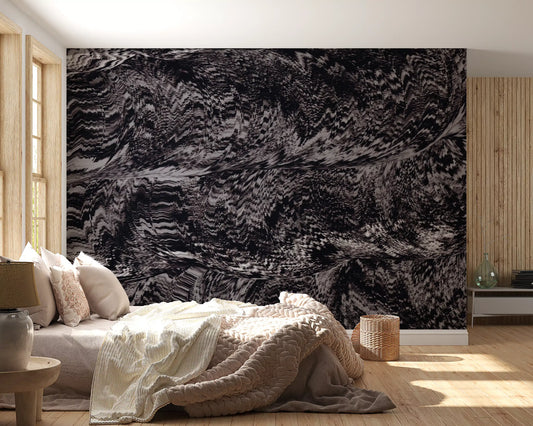 Fresque murale fluide rythmique en niveaux de gris