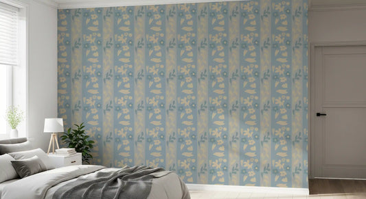 Minimalist Garden Bird Stripe Wallpaper⁠