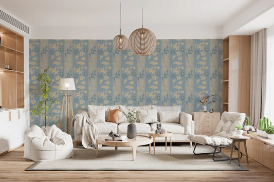 Minimalist Garden Bird Stripe Wallpaper⁠