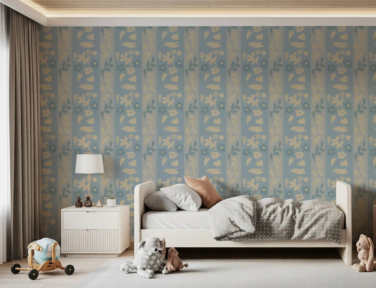 Minimalistisk tapet med striber, havefugle