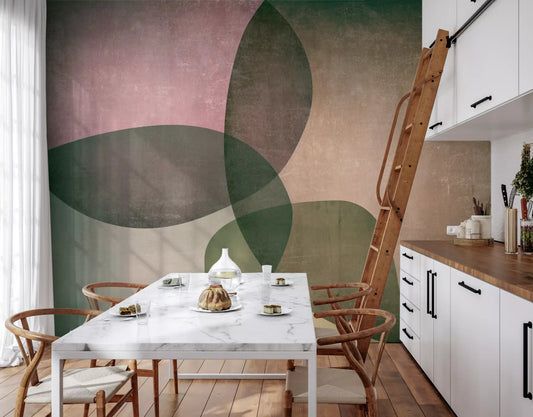 Organic Shapes Green Tones Wall Mural