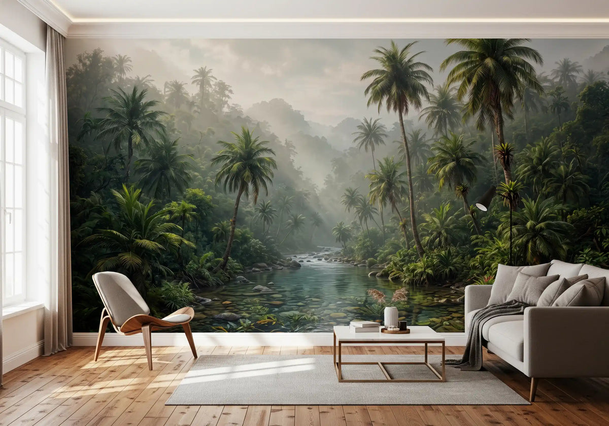 Wandbild „Nebeliger tropischer Flusstal“