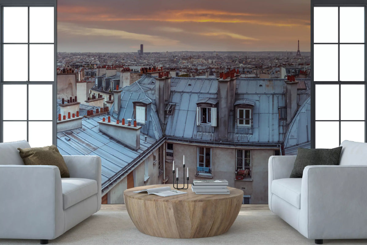Wandgemälde „Twilight Over The Zinc Roofs of Paris“