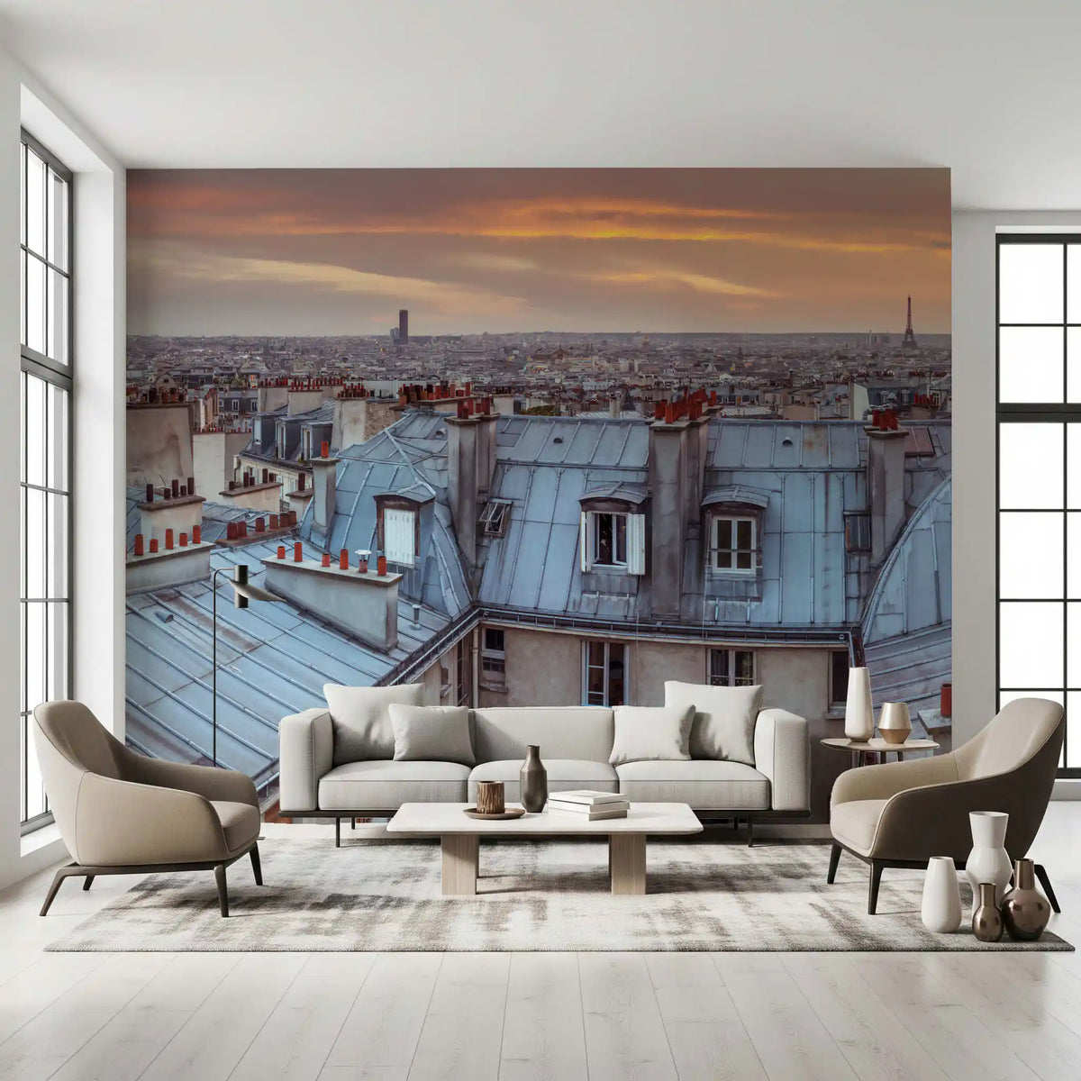 Wandgemälde „Twilight Over The Zinc Roofs of Paris“