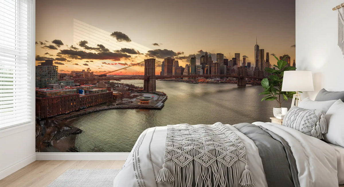Wandbild „Golden Hour – Skyline der Brooklyn Bridge“