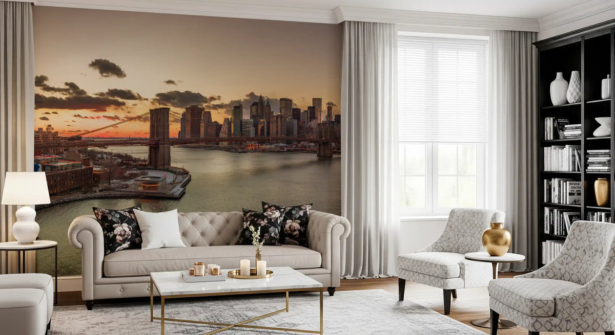 Wandbild „Golden Hour – Skyline der Brooklyn Bridge“