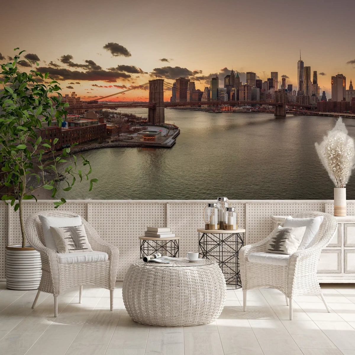 Wandbild „Golden Hour – Skyline der Brooklyn Bridge“