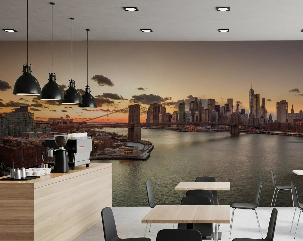 Wandbild „Golden Hour – Skyline der Brooklyn Bridge“