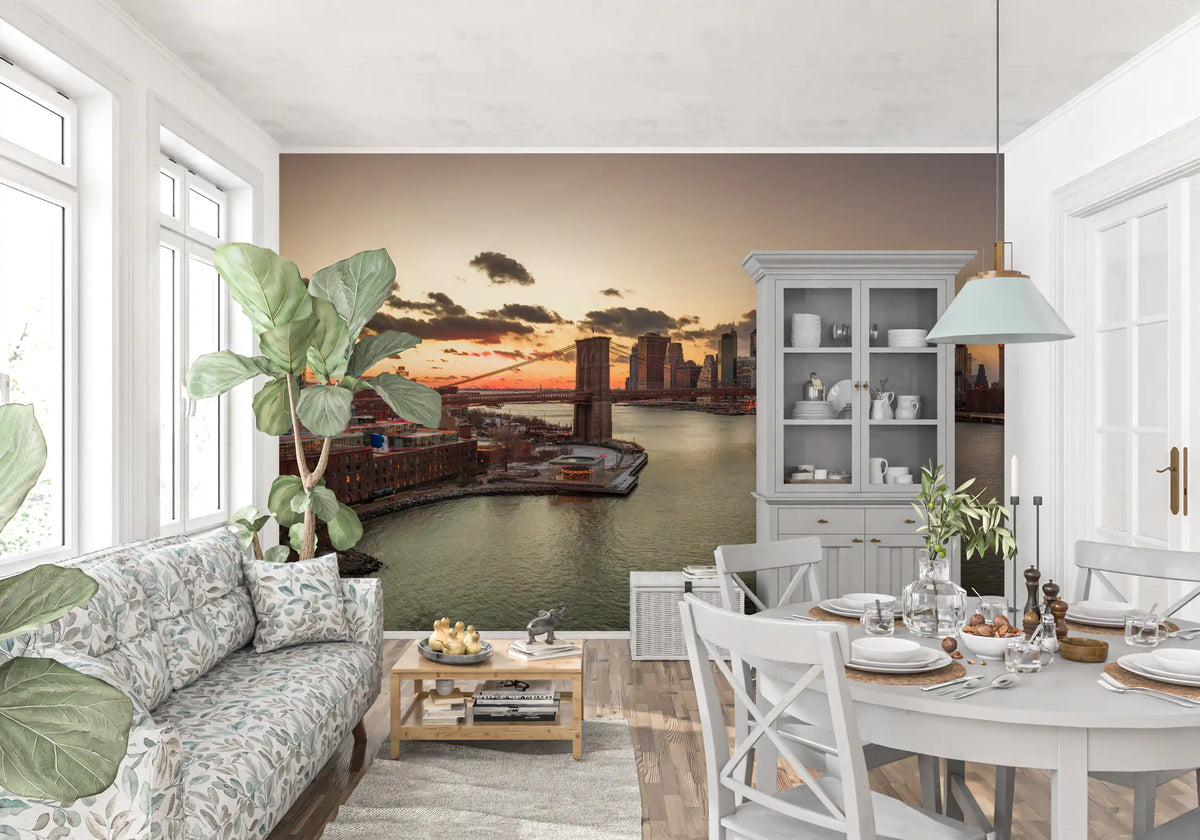 Wandbild „Golden Hour – Skyline der Brooklyn Bridge“