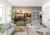 Wandbild „Golden Hour – Skyline der Brooklyn Bridge“