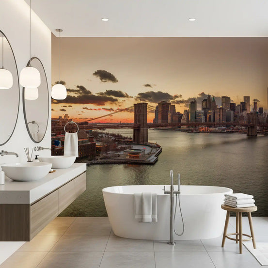 Wandbild „Golden Hour – Skyline der Brooklyn Bridge“