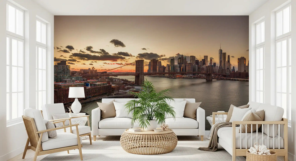 Wandbild „Golden Hour – Skyline der Brooklyn Bridge“