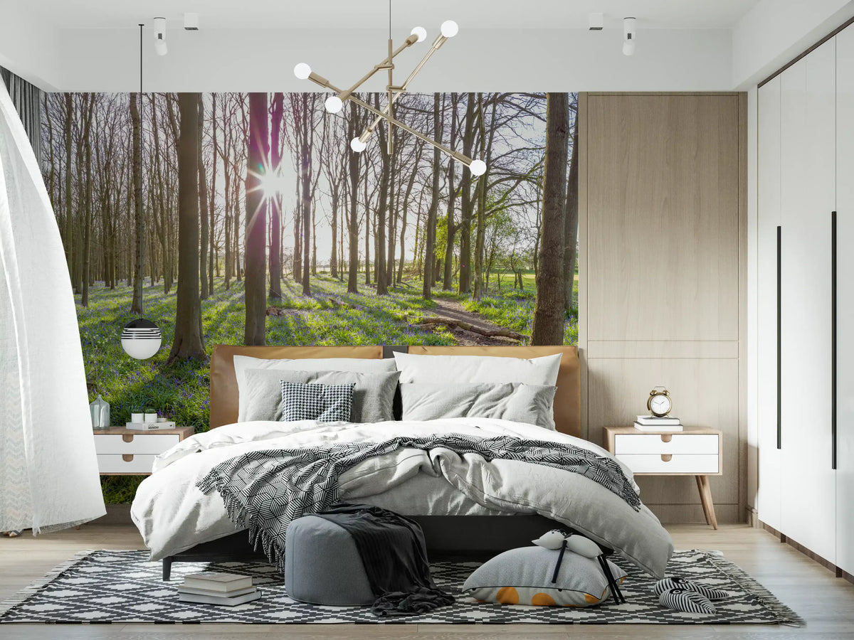 Wandgemälde „Waldmorgen-Sonnenlicht“