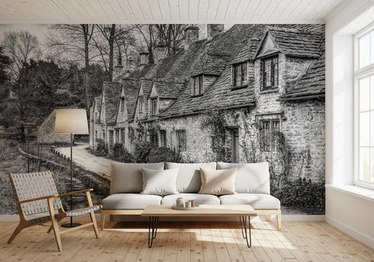 Old World Stone Village Architecture Wall Mural