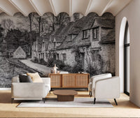 Wandbild „Architektur eines Steindorfs der Alten Welt“