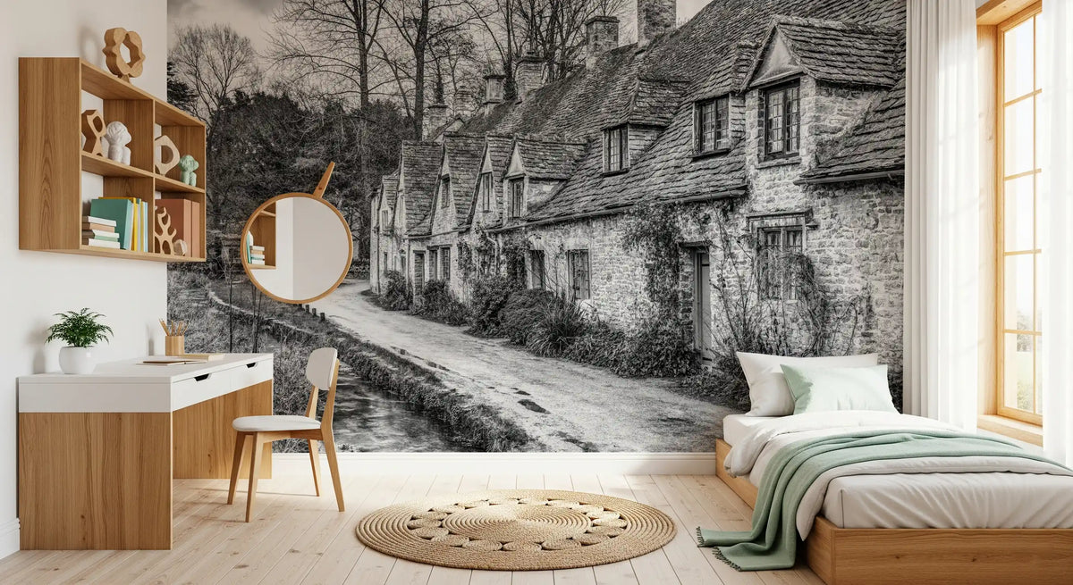 Wandbild „Architektur eines Steindorfs der Alten Welt“