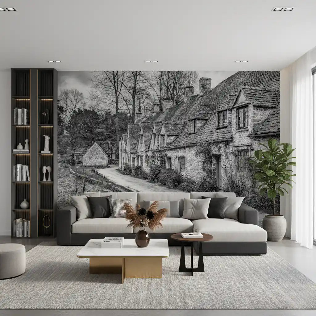 Wandbild „Architektur eines Steindorfs der Alten Welt“
