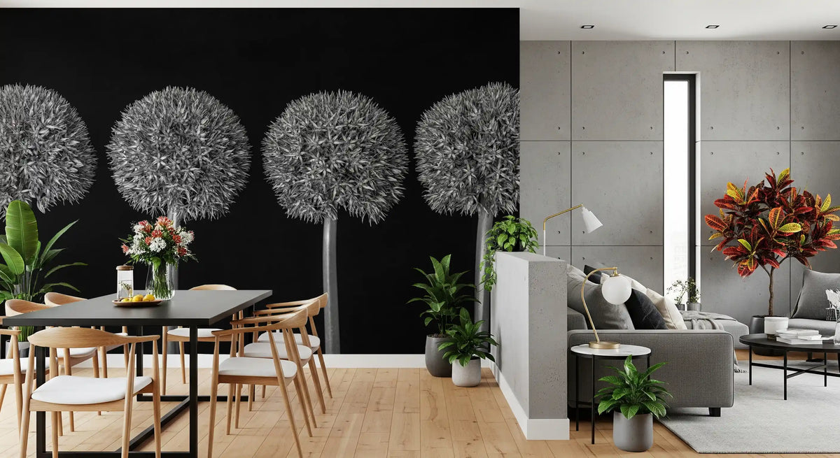 Geometrisches Wandbild mit Allium-Blumenmuster