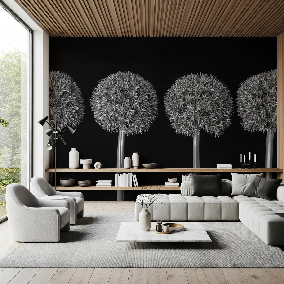 Geometrisches Wandbild mit Allium-Blumenmuster