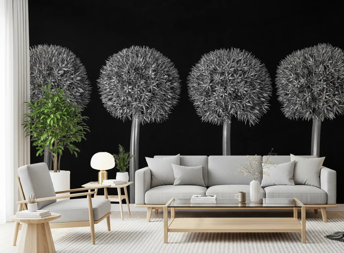 Geometrisches Wandbild mit Allium-Blumenmuster