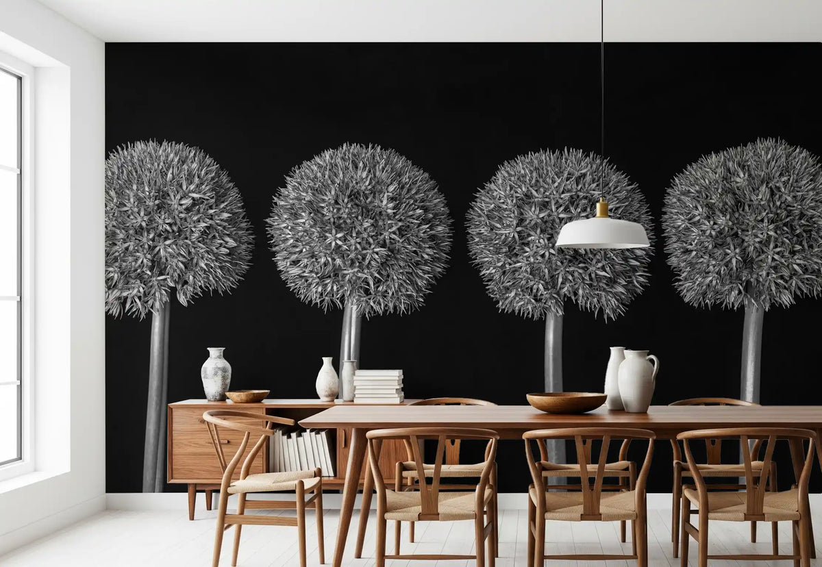 Geometrisches Wandbild mit Allium-Blumenmuster