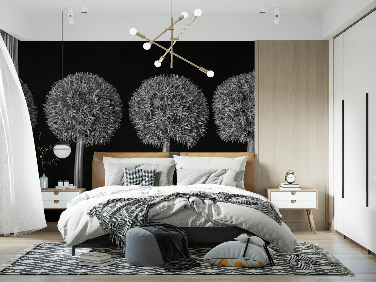 Geometrisches Wandbild mit Allium-Blumenmuster