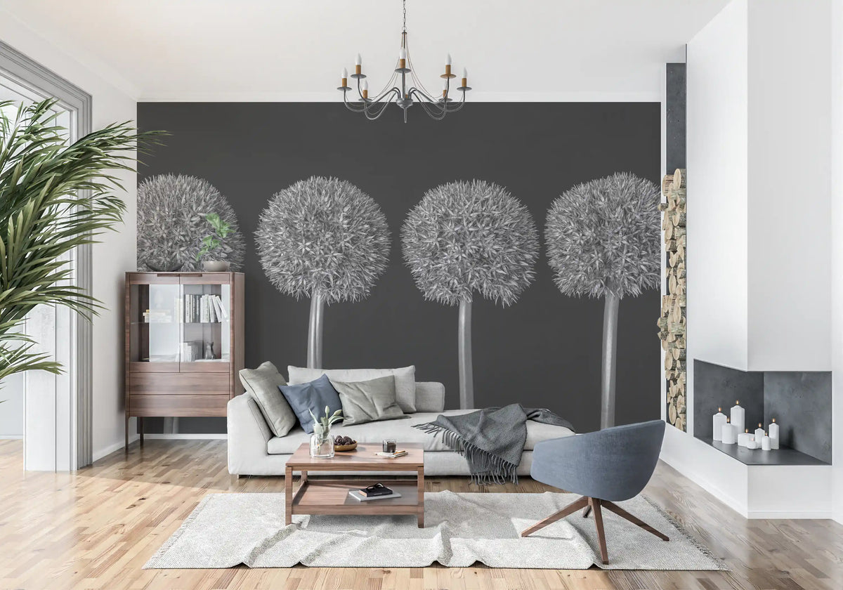 Geometrisches Wandbild mit Allium-Blumenmuster
