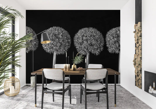 Geometric Allium Floral Pattern Wall Mural
