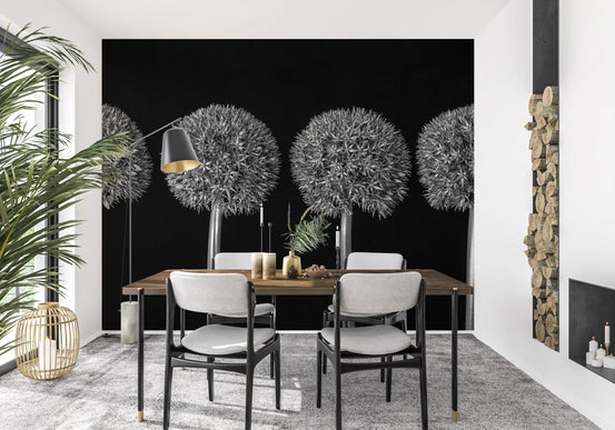 Geometrisches Wandbild mit Allium-Blumenmuster