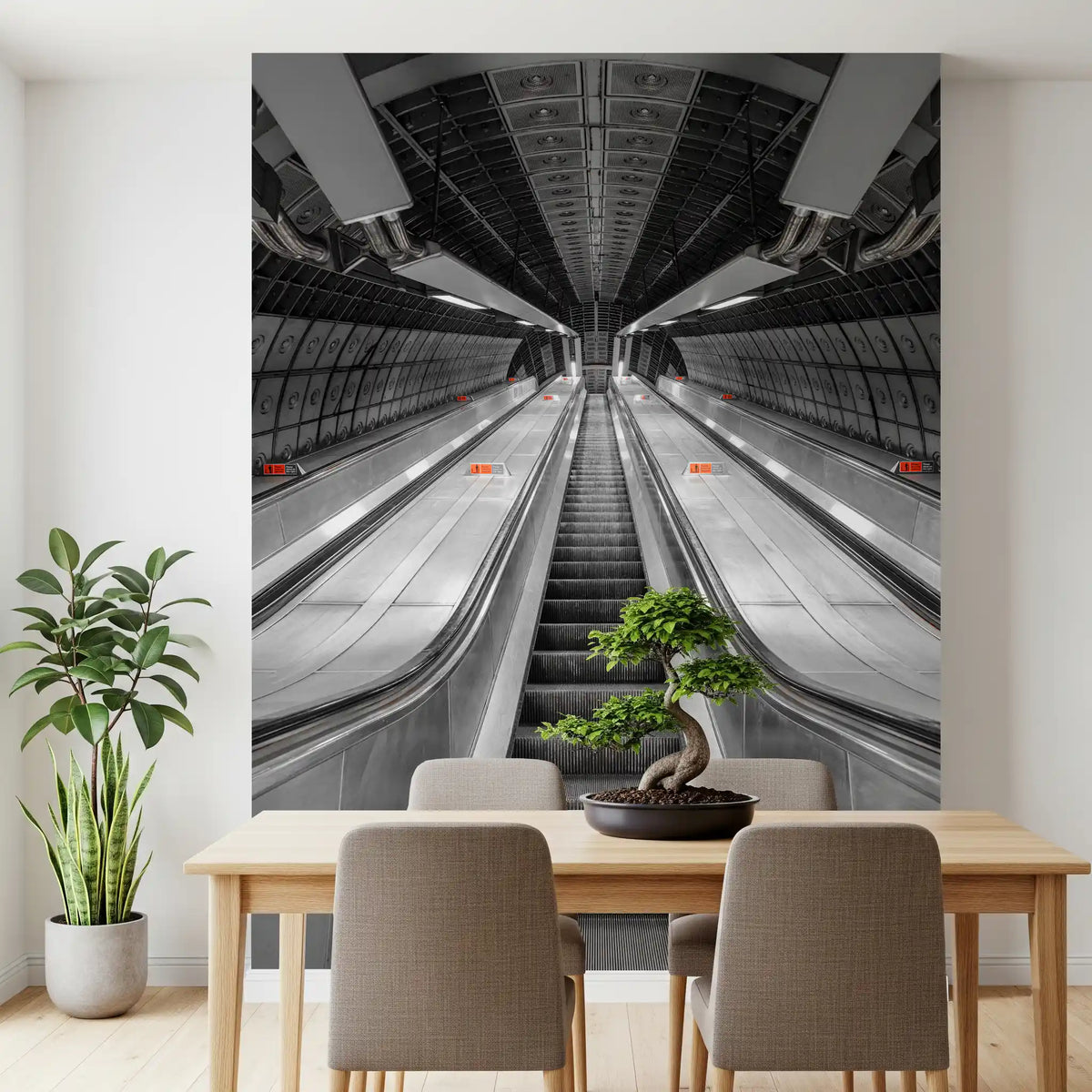 Metallic-Wandbild mit urbaner Symmetrie