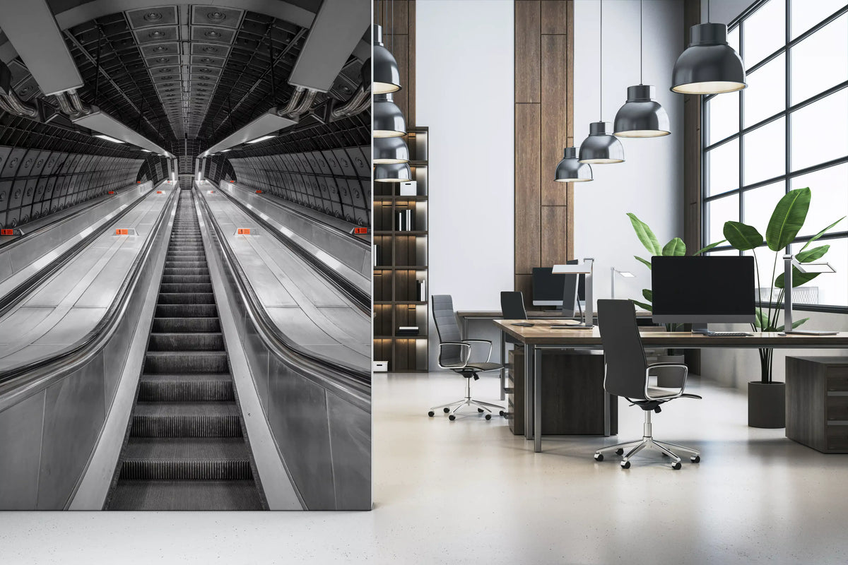 Metallic-Wandbild mit urbaner Symmetrie