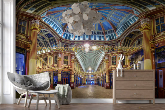 Victorian London Market Architectural Panorama Wall Mural