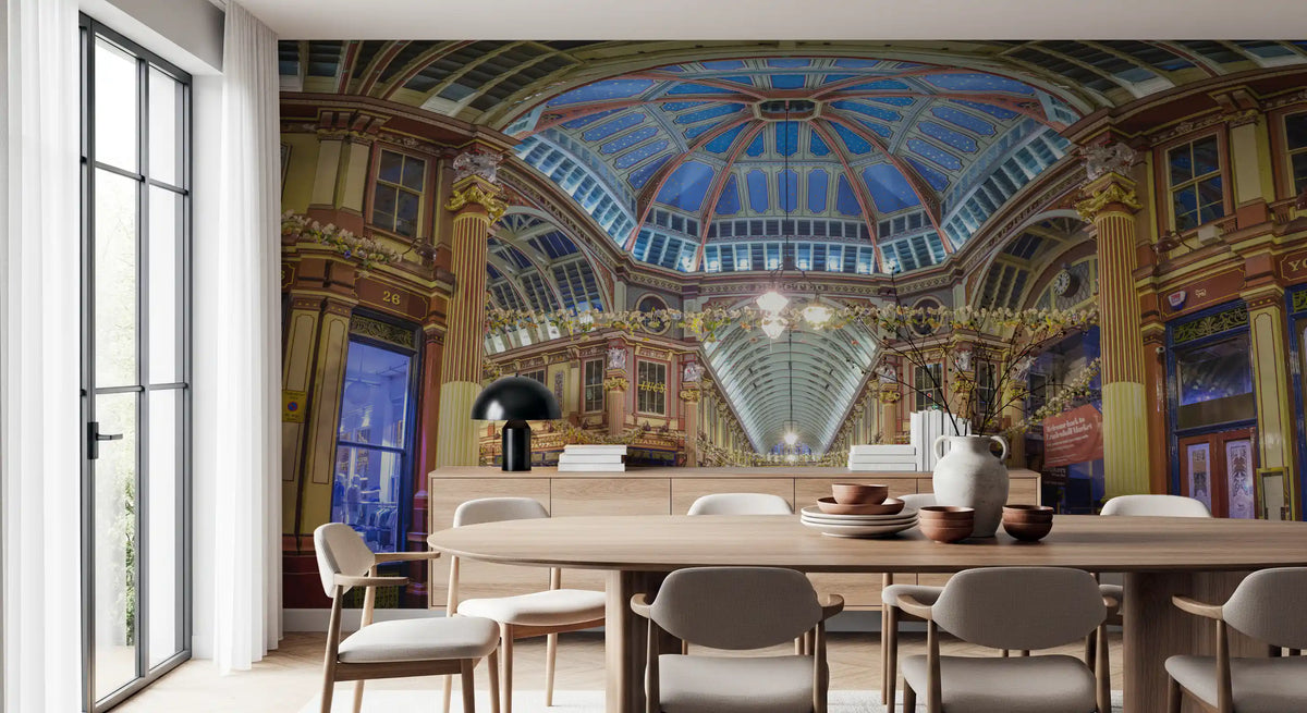 Panorama mural architectural du marché londonien victorien