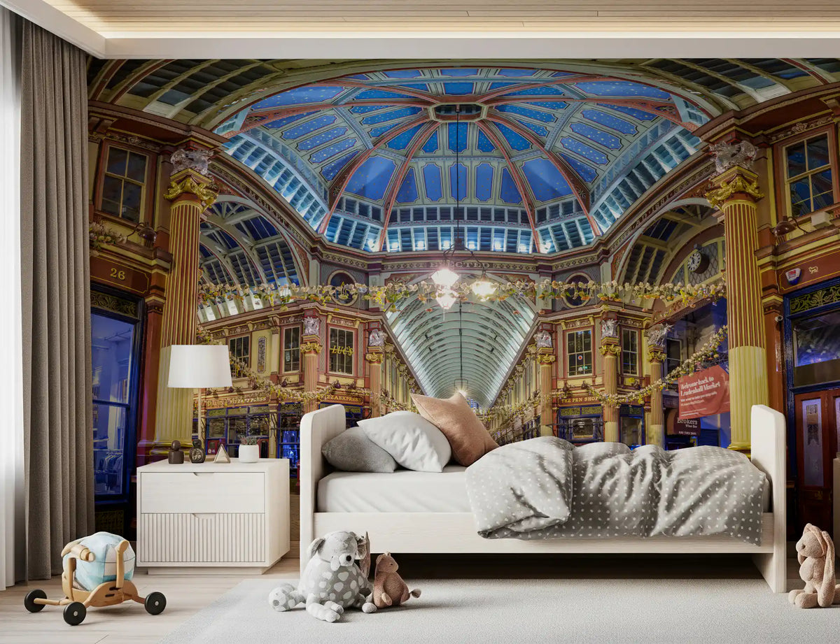 Panorama mural architectural du marché londonien victorien