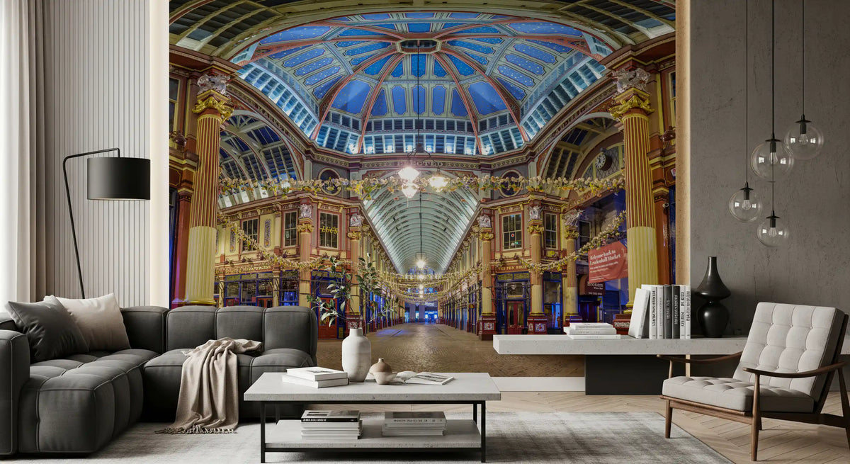 Panorama mural architectural du marché londonien victorien