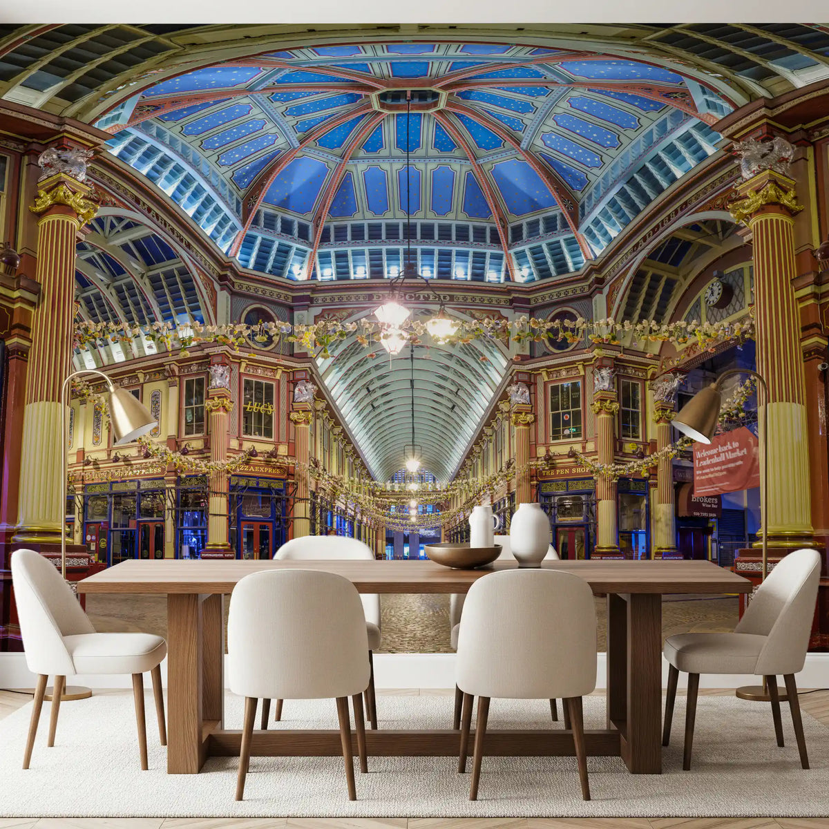 Panorama mural architectural du marché londonien victorien