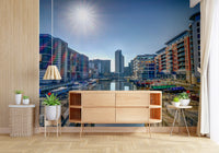 Sunlit Riverside Metropolitan Architecture Wall Mural