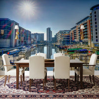 Sunlit Riverside Metropolitan Architecture Wall Mural