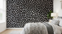 Papier peint panoramique à motif sculptural gris en relief