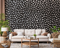 Papier peint panoramique à motif sculptural gris en relief