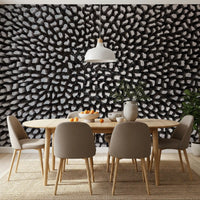 Papier peint panoramique à motif sculptural gris en relief