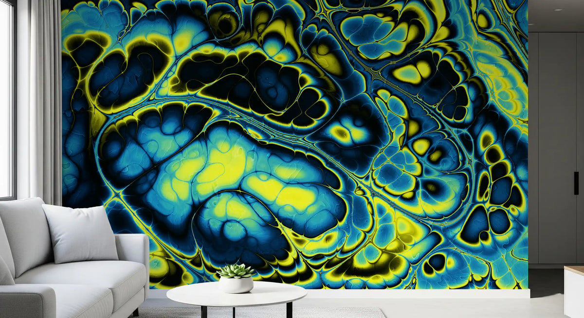 Motif abstrait coloré aux formes fluides effet marbre