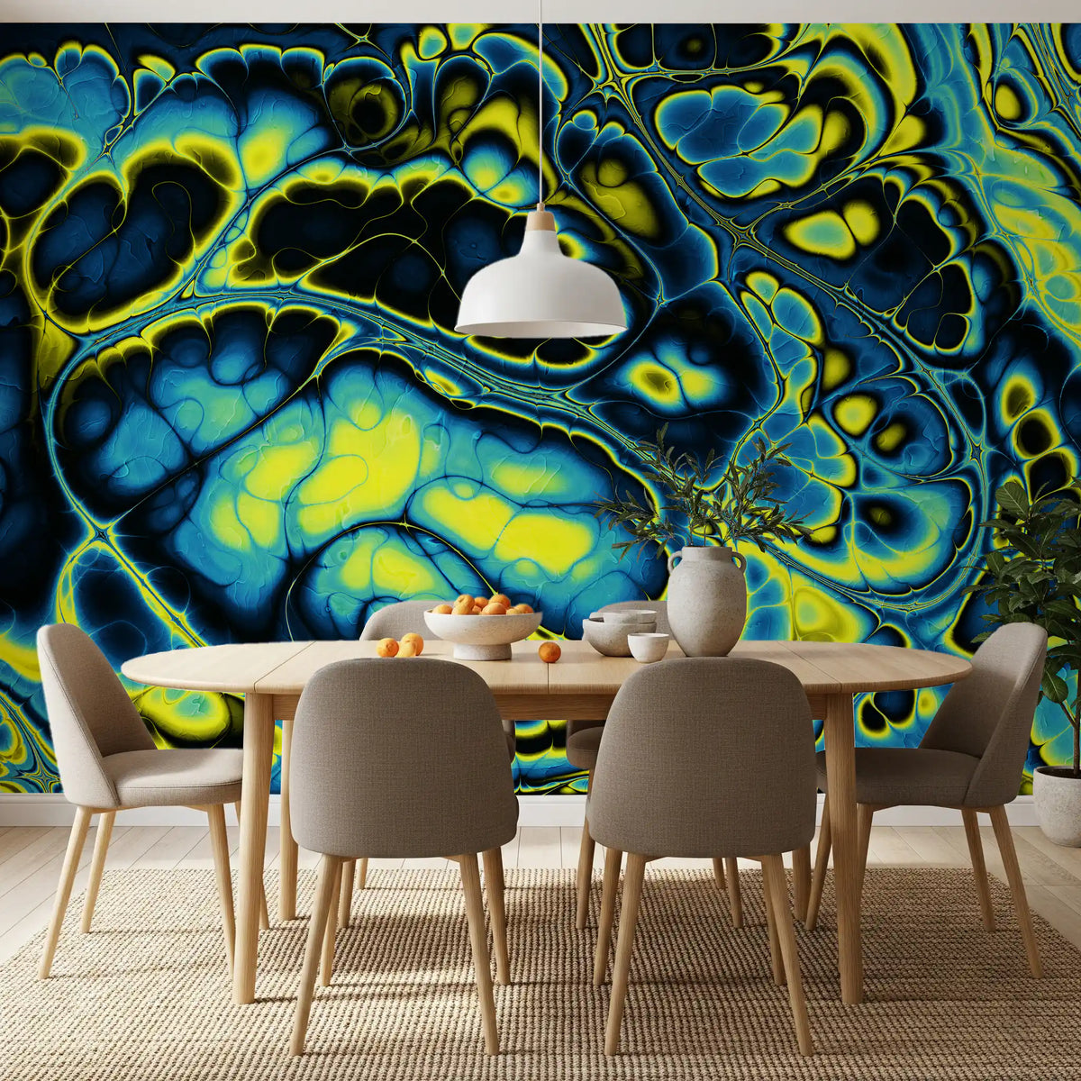Motif abstrait coloré aux formes fluides effet marbre