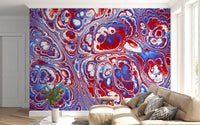 Flux d’énergie abstrait en marbre rouge et bleu