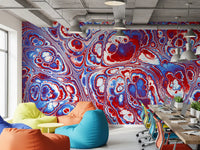 Flux d’énergie abstrait en marbre rouge et bleu