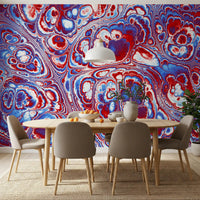 Flux d’énergie abstrait en marbre rouge et bleu