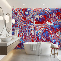 Flux d’énergie abstrait en marbre rouge et bleu